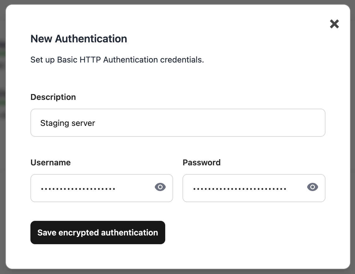 Credentials form, allowing to safely enter your credentials