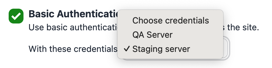 Drop-down menu to select the credentials to use for a validation report