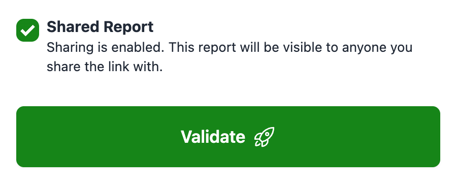 Screenshot of new report form with the Share checkbox