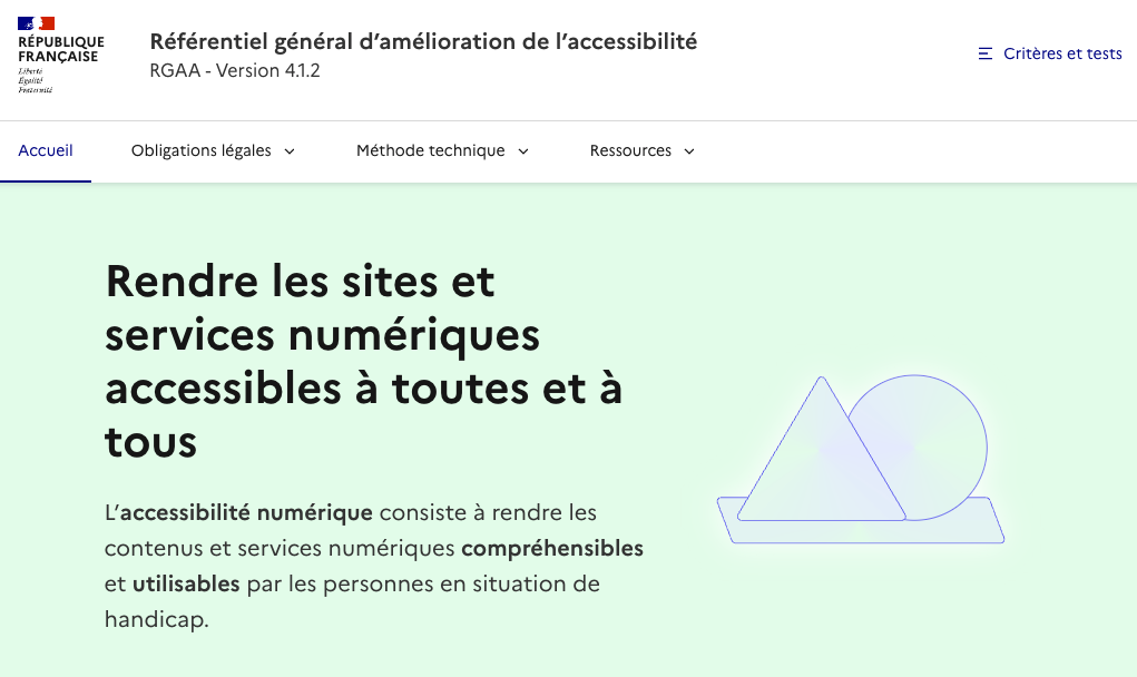 Screenshot of the RGAA reference site